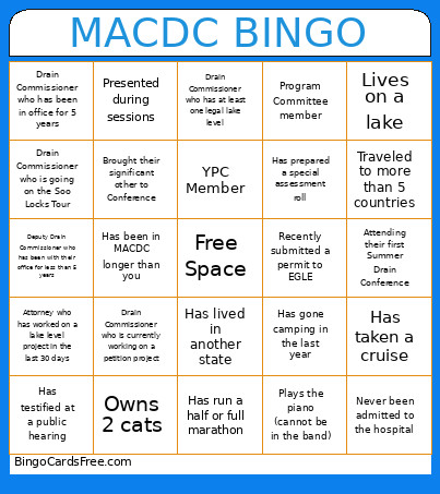 MACDC Bingo Card