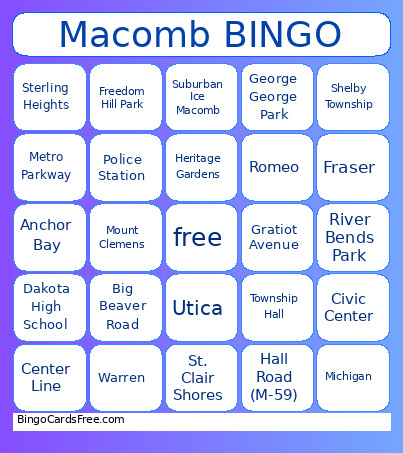 Macomb 1 Bingo Card