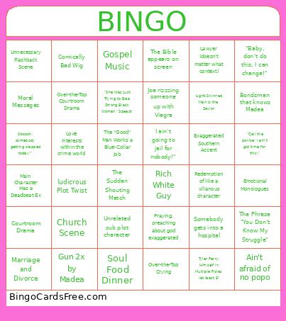 Madea Bingo Card
