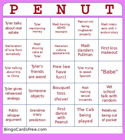 Madi and Tyler’s Wedding Bingo