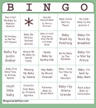 Madison's Baby Shower Bingo Card