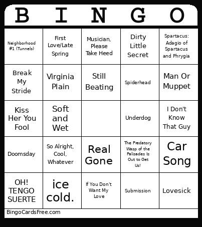 Madness Bingo Card