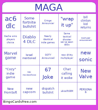MAGA AWARDS Bingo Card