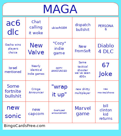 Maga Awards Bingo Card