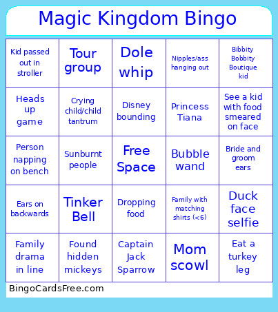 Magic Kingdom Bingo Card