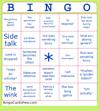 Magic Night Bingo Card