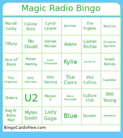 Magic Radio Bingo Card