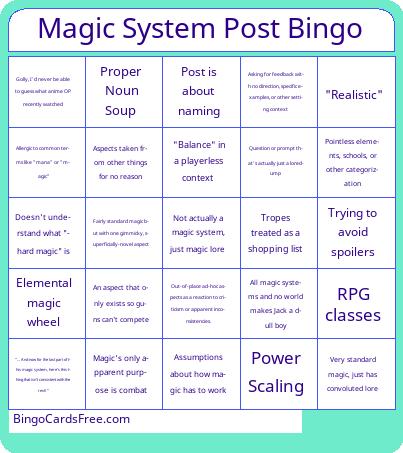 Magic System Post Bingo