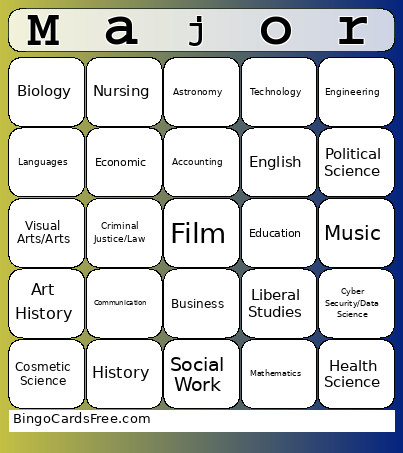 Major Bingo Card