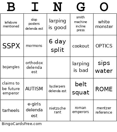 Majorian LatinSlavs Bingo Card