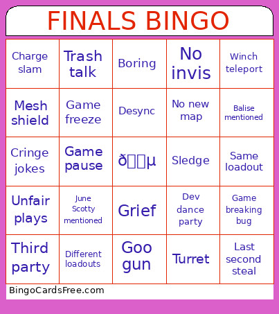 Majors Disaster Bingo Card