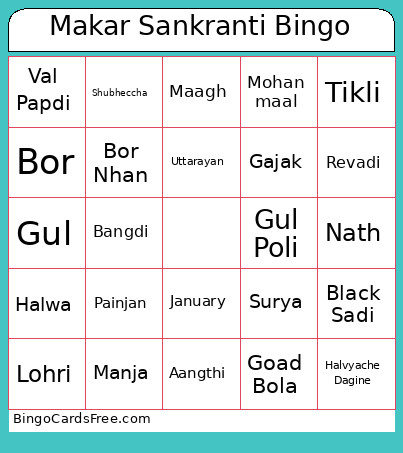 Makar Sankranti Bingo Card