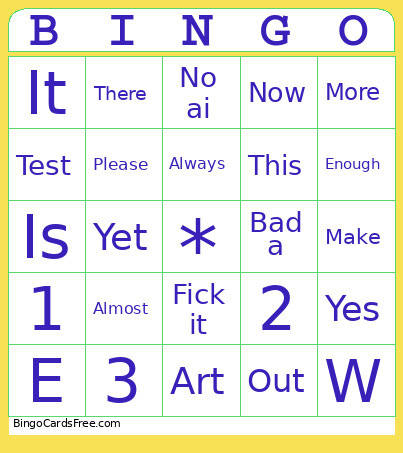 Making Bad AHRt Bingo Card