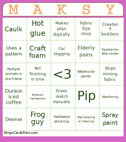 Maksy Bingo Card