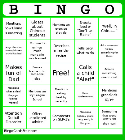 Malcolm’s Gathering Bingo Card