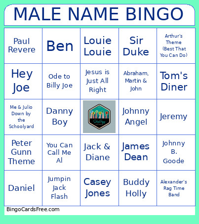 MALE NAME Bingo Card