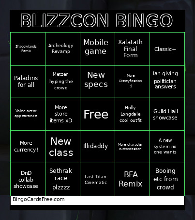 Mallie And Nova's Blizzcon Bingo Card
