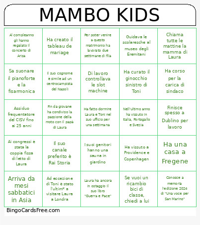 MAMBO KIDS Bingo Card