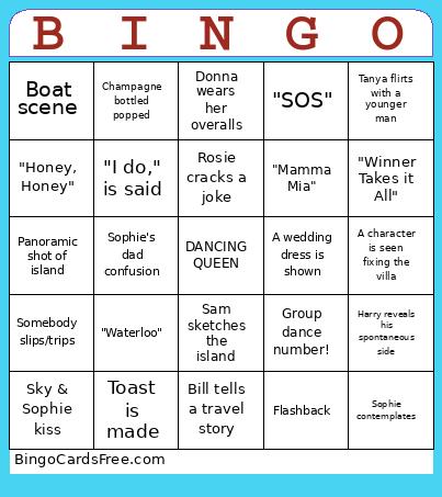 Mamma Mia Bingo Card