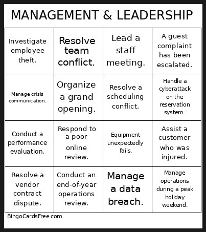 MANAGEMENT & LEADERSHIP Bingo Card