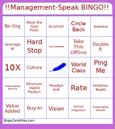 !!Management-Speak !! Bingo Card