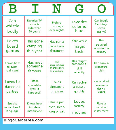 Manager Meeting Bingo Card