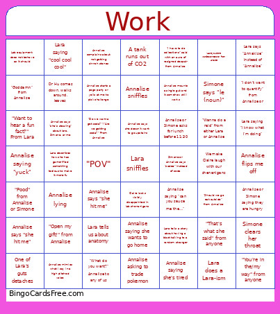 Mannerisms Bingo Card