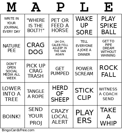 MAPLE 2026 Bingo Card
