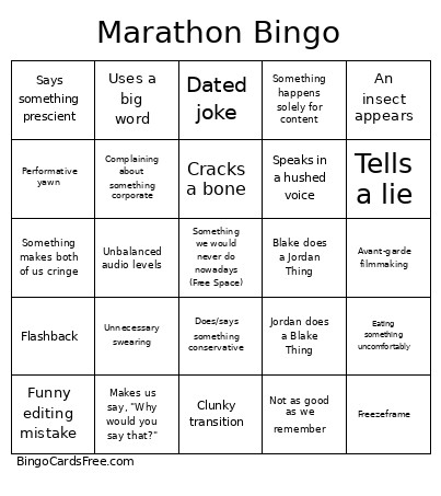 Marathon Bingo Card