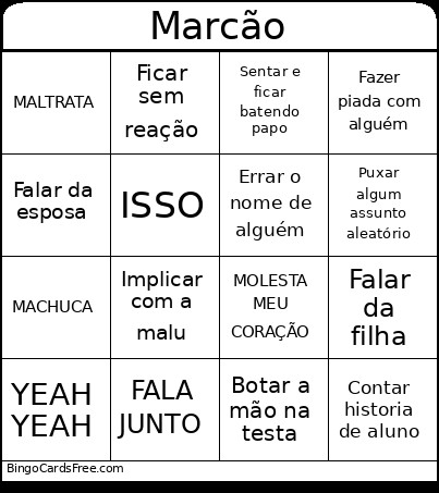 Marcão Bingo Card