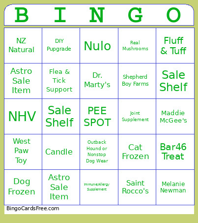 March Bingo Card