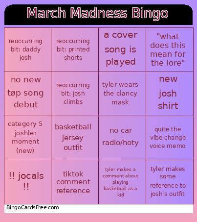 March Madness Bingo Card 2