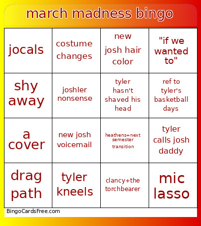 March Madness Bingo Card