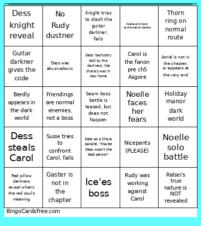 March’s Chapter 6 Bingo Card