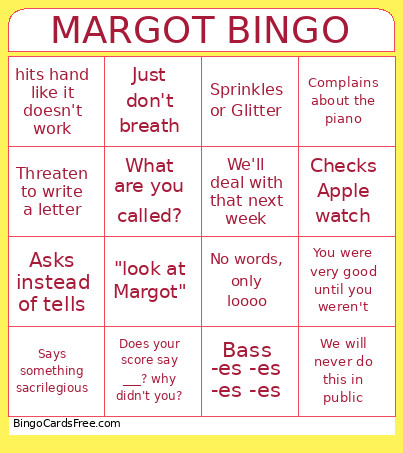 Margot Bingo Card