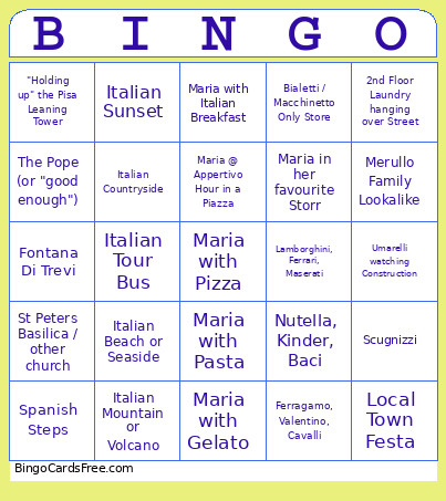 Maria In Italy Bingo Card