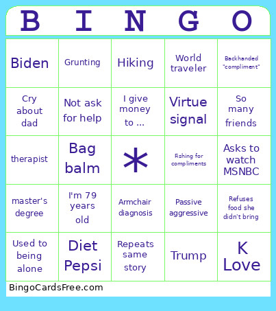 Marilyn Bingo Card