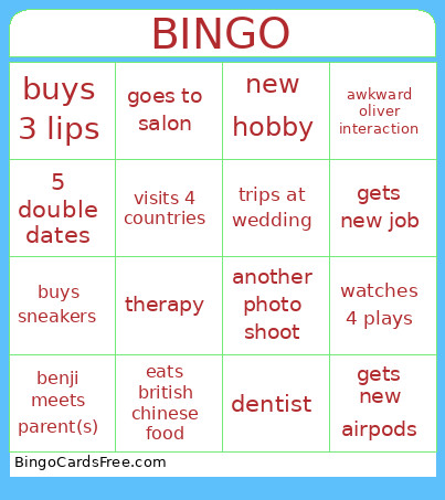 Marilynn Bingo Card