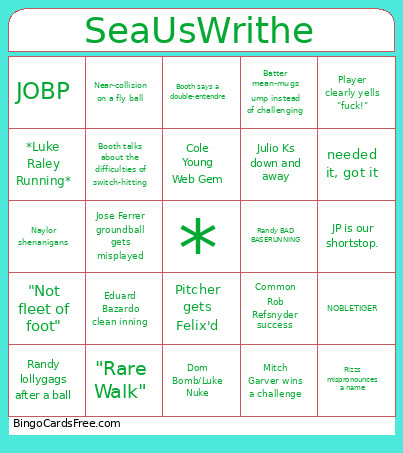 Mariners Bingo Card