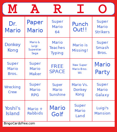 Mario Bingo Card