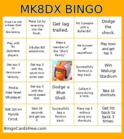 Mario Kart 8 Deluxe Bingo Card