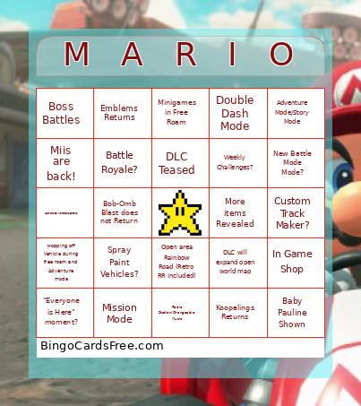 MARIO KART WORLD DIRECT BINGO