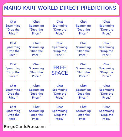 MARIO KART WORLD DIRECT PREDICTIONS Bingo Card