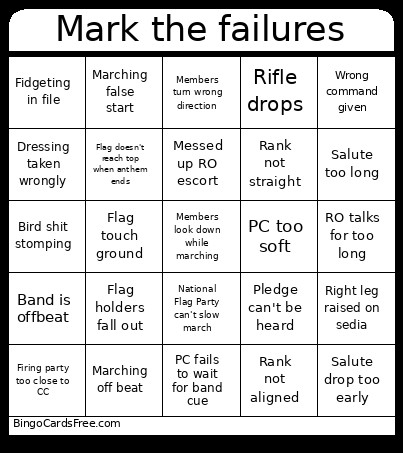Mark The Failures Bingo Card
