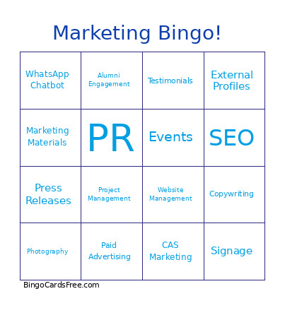 Marketing ! Bingo Card