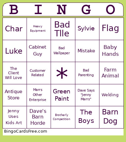 Marrs Bingo Card