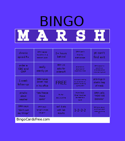 MARSH Bingo Card