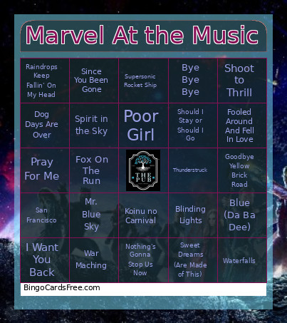 Marvel At The Music Bingo Card