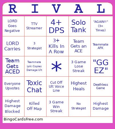 Marvel Rival Sheet 2 Bingo Card