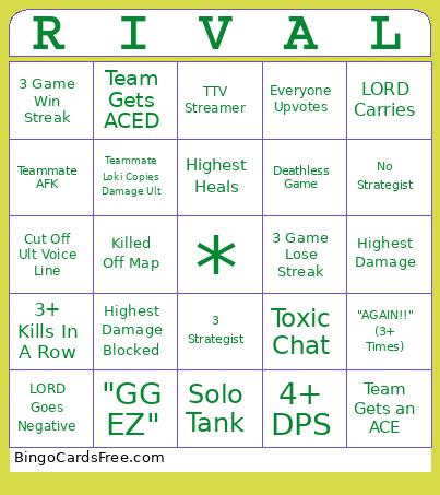 Marvel Rival Sheet 3 Bingo Card